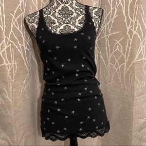 ⭐️3/$15⭐️ Kirra Black Star Tank Top w Lace Accents - Size Large